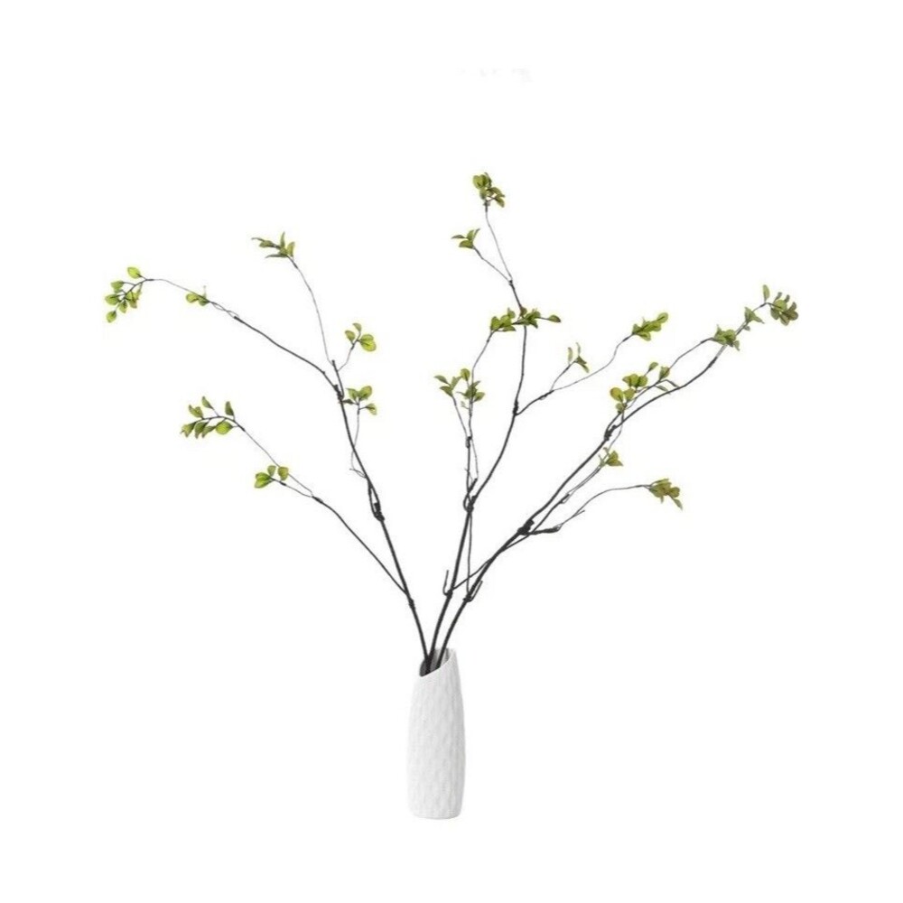 3pcs Artificial Ficus Branches, 38 Inch Faux Eucalyptus Stems, Green Fake Gre...